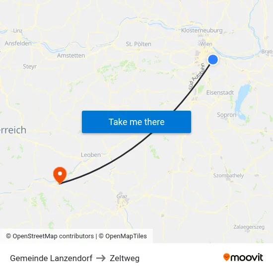Gemeinde Lanzendorf to Zeltweg map