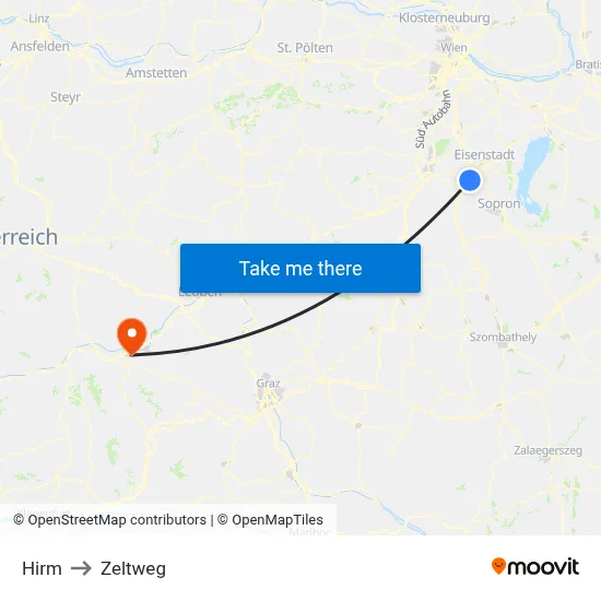Hirm to Zeltweg map