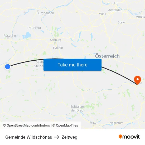 Gemeinde Wildschönau to Zeltweg map