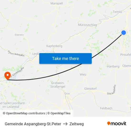 Gemeinde Aspangberg-St.Peter to Zeltweg map