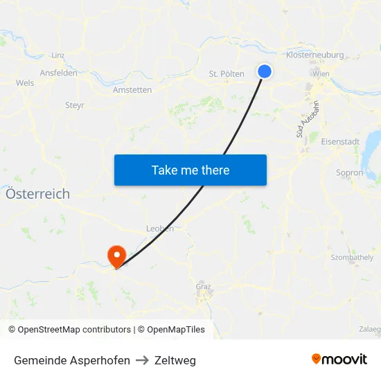 Gemeinde Asperhofen to Zeltweg map