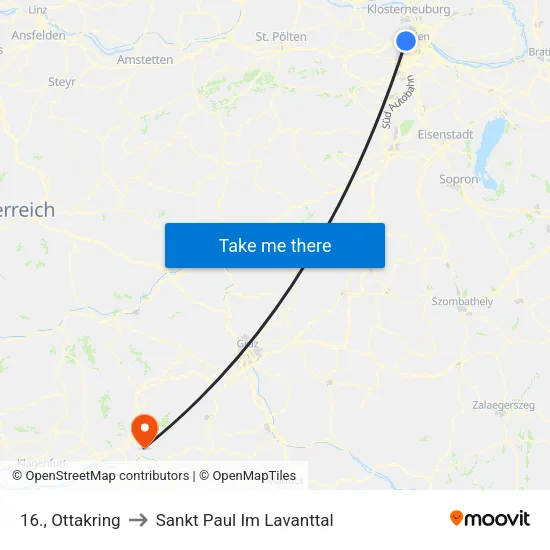 16., Ottakring to Sankt Paul Im Lavanttal map