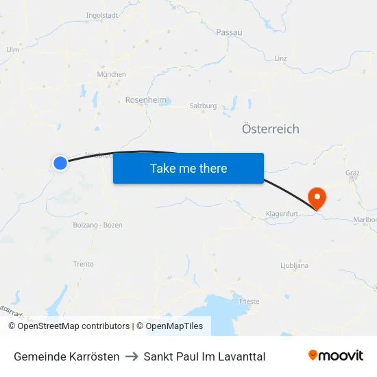 Gemeinde Karrösten to Sankt Paul Im Lavanttal map