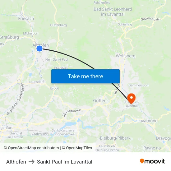 Althofen to Sankt Paul Im Lavanttal map
