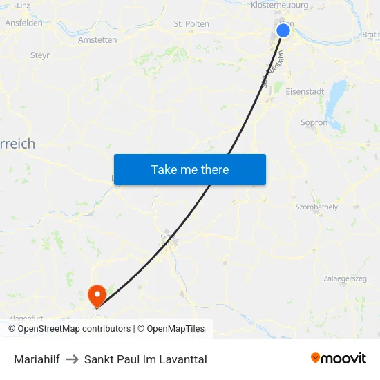 Mariahilf to Sankt Paul Im Lavanttal map