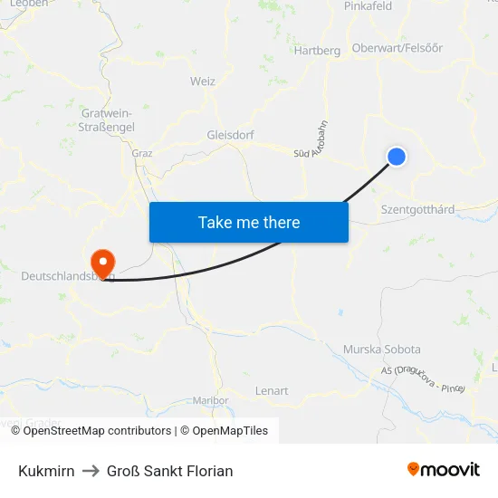 Kukmirn to Groß Sankt Florian map