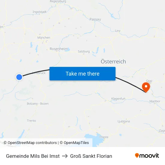 Gemeinde Mils Bei Imst to Groß Sankt Florian map