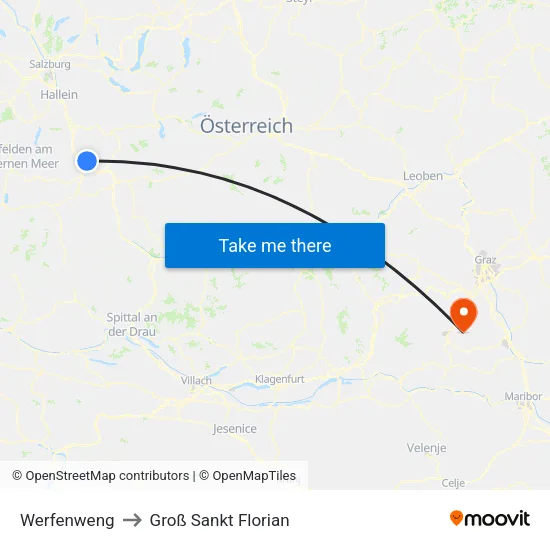 Werfenweng to Groß Sankt Florian map