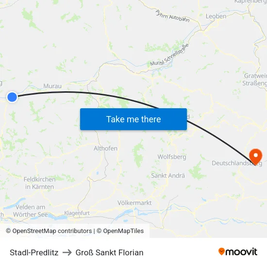 Stadl-Predlitz to Groß Sankt Florian map