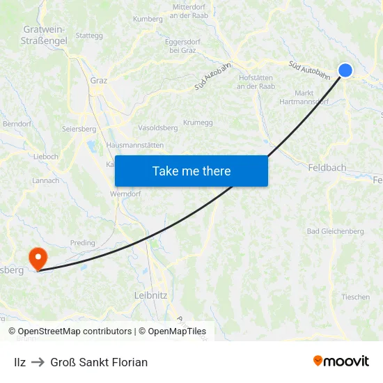 Ilz to Groß Sankt Florian map