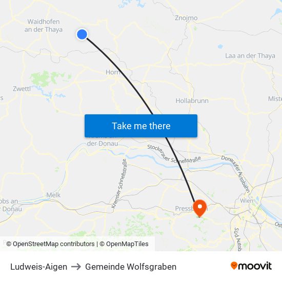 Ludweis-Aigen to Gemeinde Wolfsgraben map