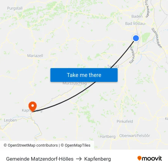 Gemeinde Matzendorf-Hölles to Kapfenberg map