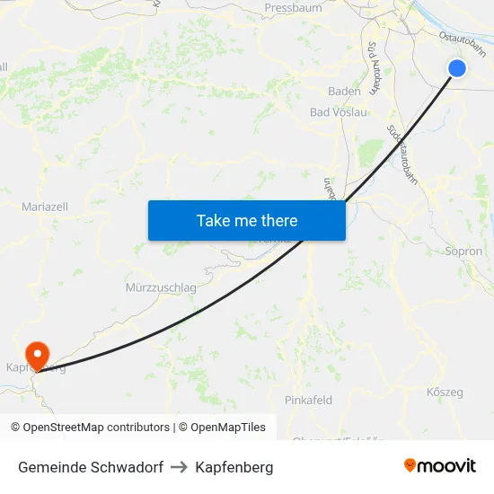 Gemeinde Schwadorf to Kapfenberg map