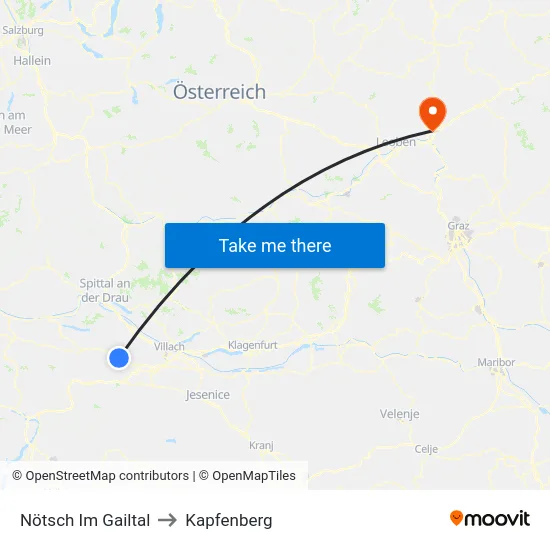 Nötsch Im Gailtal to Kapfenberg map