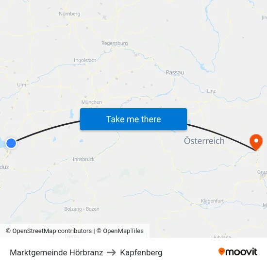 Marktgemeinde Hörbranz to Kapfenberg map