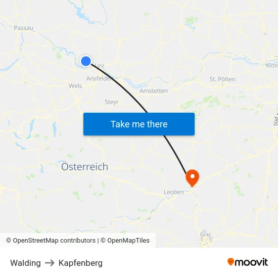 Walding to Kapfenberg map