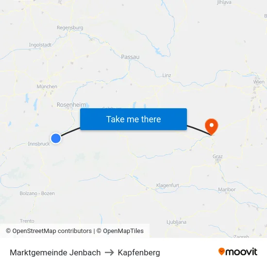 Marktgemeinde Jenbach to Kapfenberg map