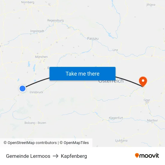 Gemeinde Lermoos to Kapfenberg map