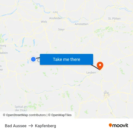 Bad Aussee to Kapfenberg map