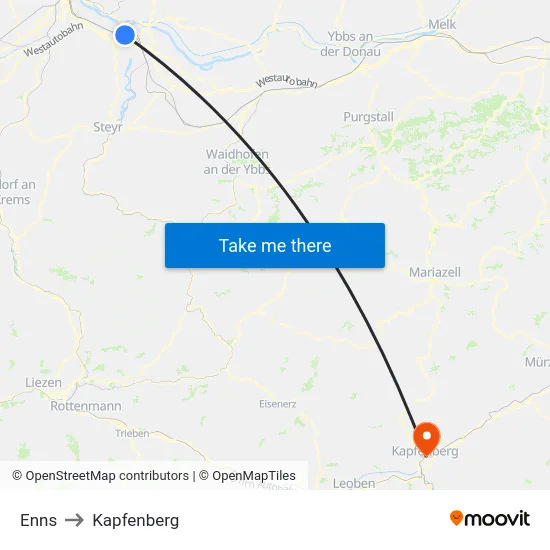 Enns to Kapfenberg map