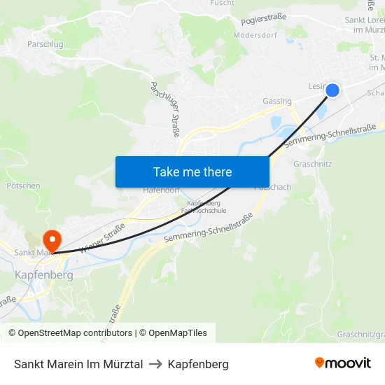 Sankt Marein Im Mürztal to Kapfenberg map