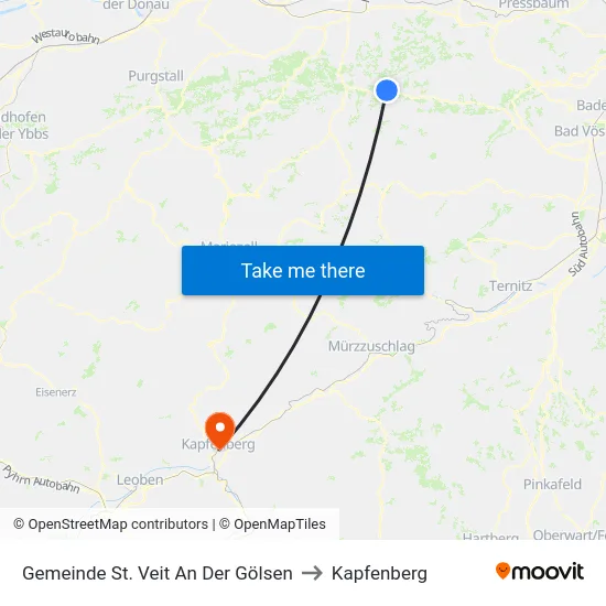 Gemeinde St. Veit An Der Gölsen to Kapfenberg map