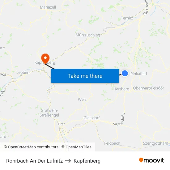Rohrbach An Der Lafnitz to Kapfenberg map