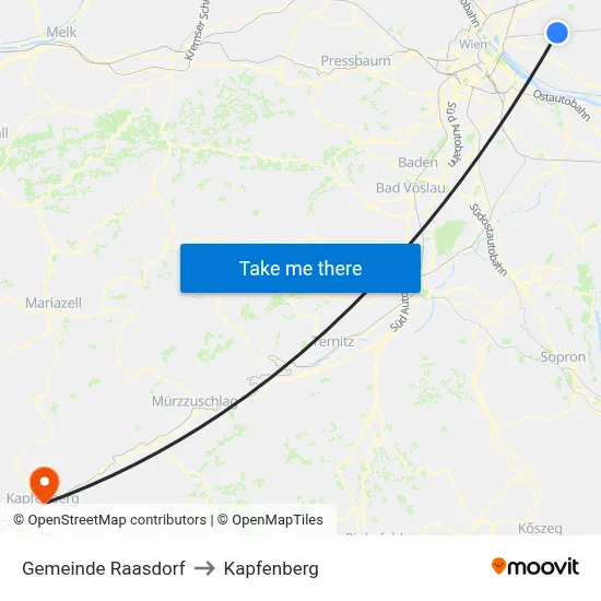 Gemeinde Raasdorf to Kapfenberg map