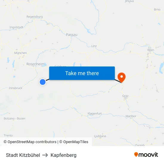 Stadt Kitzbühel to Kapfenberg map