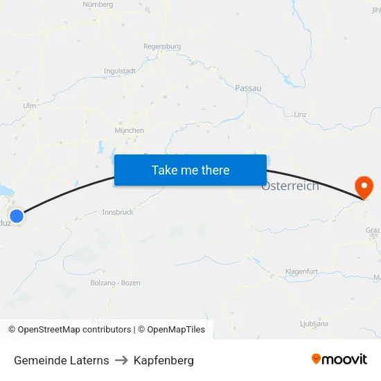 Gemeinde Laterns to Kapfenberg map