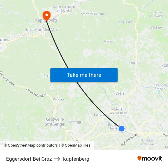 Eggersdorf Bei Graz to Kapfenberg map