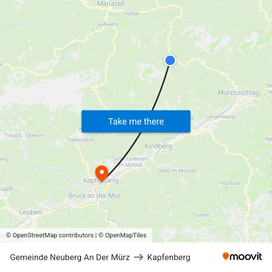 Gemeinde Neuberg An Der Mürz to Kapfenberg map