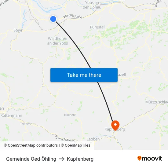 Gemeinde Oed-Öhling to Kapfenberg map