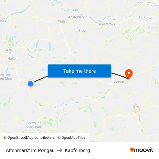 Altenmarkt Im Pongau to Kapfenberg map