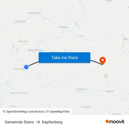 Gemeinde Stans to Kapfenberg map