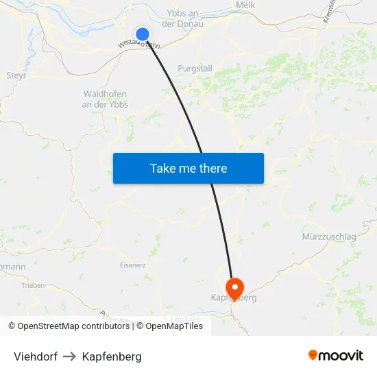 Viehdorf to Kapfenberg map