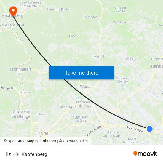Ilz to Kapfenberg map