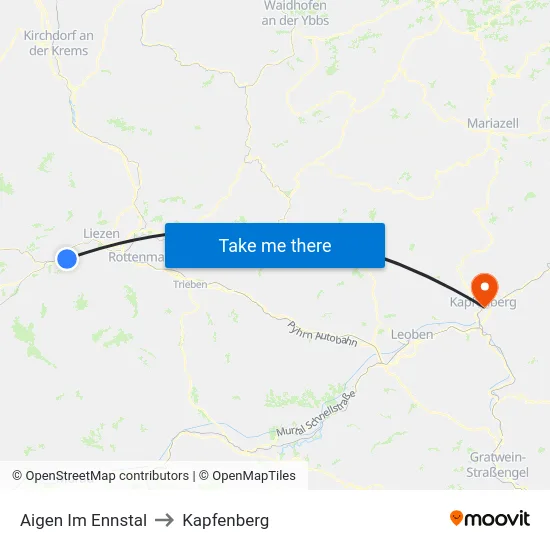 Aigen Im Ennstal to Kapfenberg map