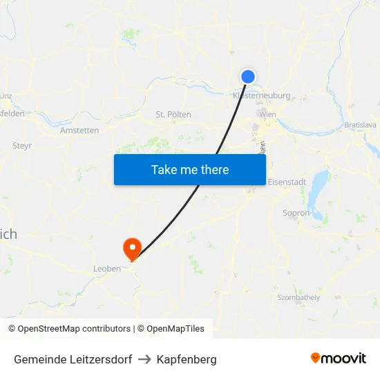 Gemeinde Leitzersdorf to Kapfenberg map