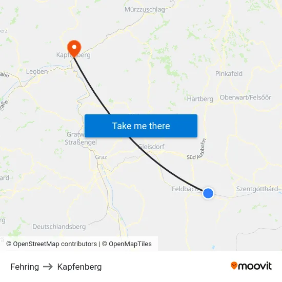 Fehring to Kapfenberg map