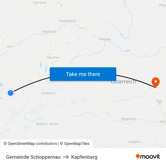 Gemeinde Schoppernau to Kapfenberg map