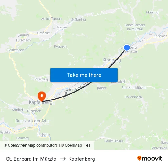 St. Barbara Im Mürztal to Kapfenberg map