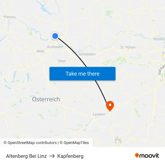 Altenberg Bei Linz to Kapfenberg map