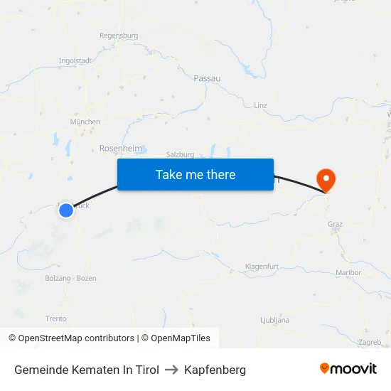 Gemeinde Kematen In Tirol to Kapfenberg map