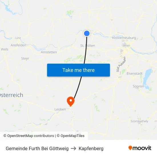 Gemeinde Furth Bei Göttweig to Kapfenberg map