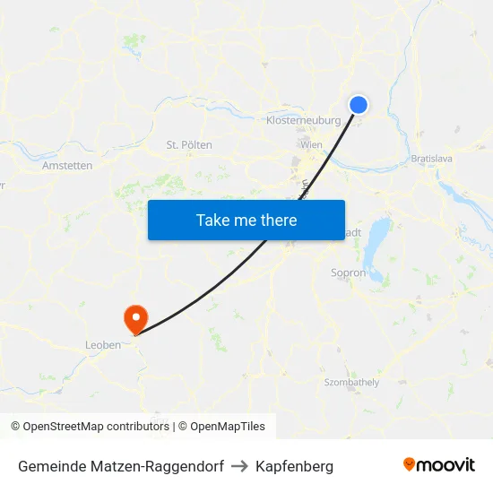 Gemeinde Matzen-Raggendorf to Kapfenberg map