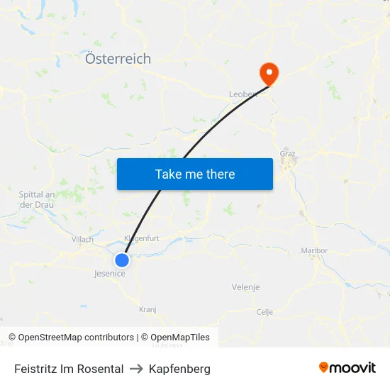 Feistritz Im Rosental to Kapfenberg map