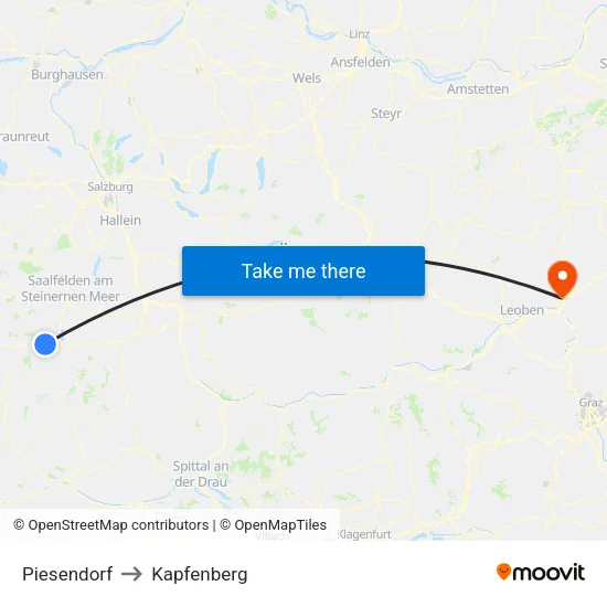 Piesendorf to Kapfenberg map