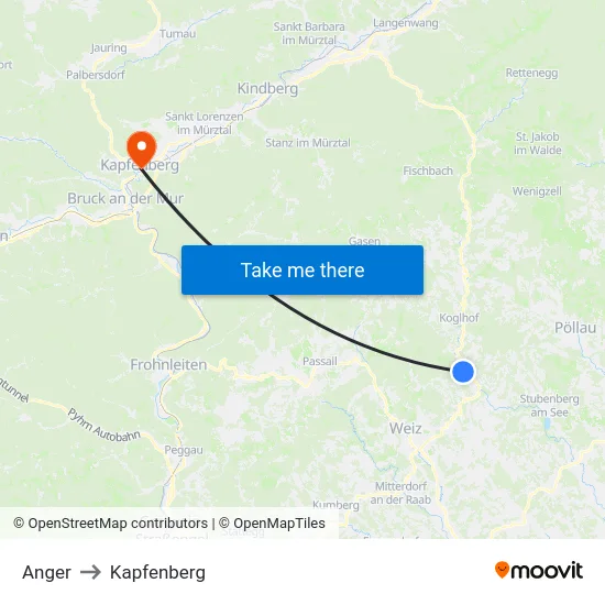 Anger to Kapfenberg map