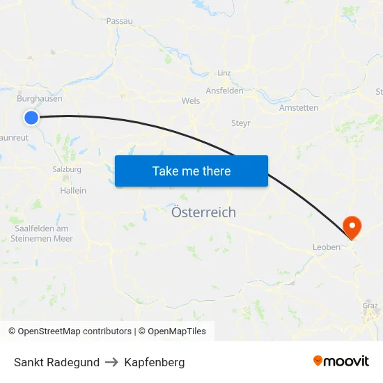 Sankt Radegund to Kapfenberg map